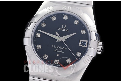 0 0 0 0 OMCON-39-112 M+S-F Constellation Co Axial SS/SS Silver Diamond Calibre 8500 Superclone