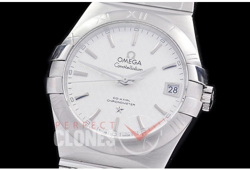0 0 0 0 OMCON-39-106 M+S-F Constellation Co Axial SS/SS White Texturized Sticks Calibre 8500 Superclone