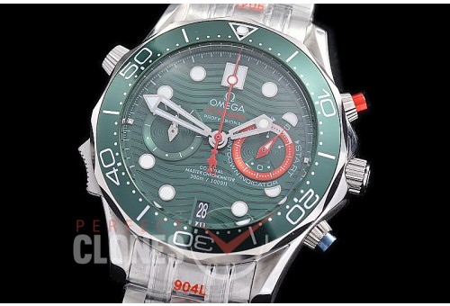 0 0 0 0 0 OMSEC-0103 Seamaster 300m Professional Chronograph America's Cup Edition SS/SS Green OS20 Quartz 