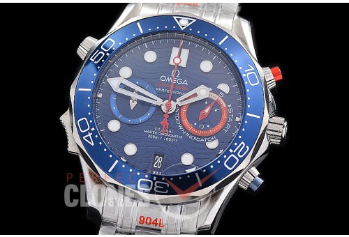0 0 0 0 0 OMSEC-0101 Seamaster 300m Professional Chronograph America's Cup Edition SS/SS Blue OS20 Quartz 