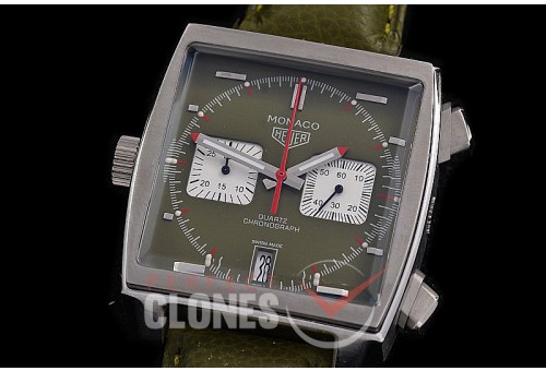 0 0 TGM00926 Monaco Classic SS/LE Khaki Green Jap OS20 Quartz Chrono