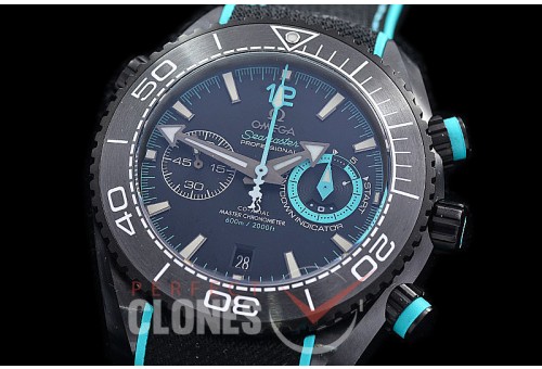 0 0 0 0 0 OMCPOC45-DB-102 M+S-F Planet Ocean Deep Black Chrono ETNZ CER/RU Black A-7750 Mod to Calibre 9900 Functions 