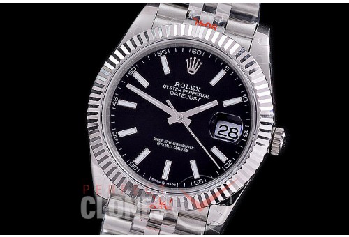 0 0 0 0 0 R41DJS-3235-202 GMF 904L Steel Datejust 41mm 126334 SS/SS Fluted/Jubilee Black Sticks VR 3235 