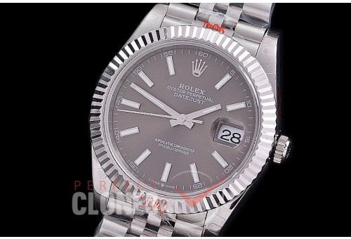 0 0 0 0 0 R41DJS-3235-203 GMF 904L Steel Datejust 41mm 126334 SS/SS Fluted/Jubilee Dark Rhodium Grey Sticks VR 3235 