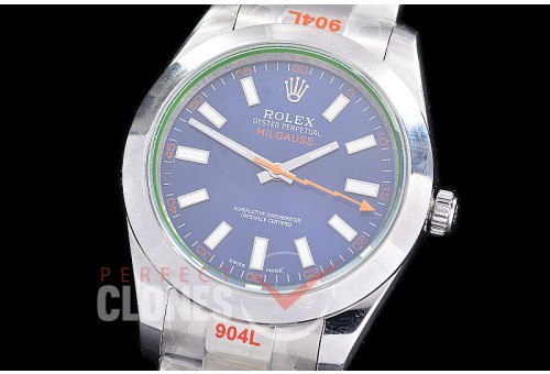0 0 0 0 RLM00122 NF V5 904 Steel Milgauss 116400GV SS/SS Blue A-2813 - Noob Noob Factory Special Offer 