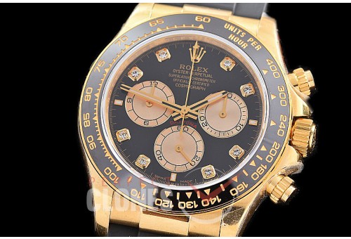 0 0 0 0 0 0 RLDF-126518-118RW QF 904L Steel Daytona 126518LN YG/CER/RU Black Diamonds 4131 Superclone - 72 Hours Power Reserve Movement / Extra Weighted
