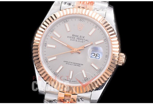 R41DJTR-203 NF 904 Steel 126331 SS/RG Fluted/Jubilee Rhodium Grey Sticks A-2813 - Noob Factory Special Offer 