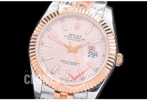 R41DJTR-205 NF 904 Steel 126331 SS/RG Fluted/Jubilee Rose Gold Sticks A-2813 - Noob Factory Special Offer 
