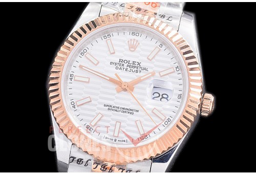 R41DJTR-207 NF 904 Steel 126331 SS/RG Fluted/Jubilee White Fluted Sticks A-2813 - Noob Factory Special Offer 
