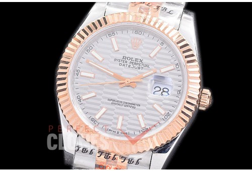 R41DJTR-208 NF 904 Steel 126331 SS/RG Fluted/Jubilee Silver Fluted Sticks A-2813 - Noob Factory Special Offer 