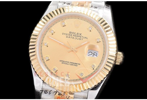 R41DJT-225 NF 904 Steel 126333 SS/YG Fluted/Jubilee Gold Diamonds A-2813 - Noob Factory Special Offer 