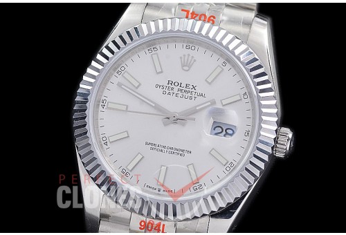 R41DJS-201 NF 904 Steel 126334 SS/SS Fluted/Jubilee Silver Sticks A-2813 - Noob Factory Special Offer 