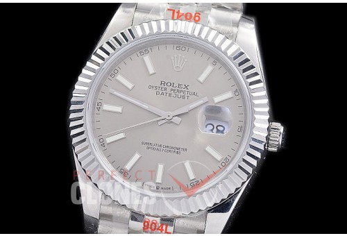 R41DJS-203 NF 904 Steel 126334 SS/SS Fluted/Jubilee Dark Rhodium Grey Sticks A-2813 - Noob Factory Special Offer 