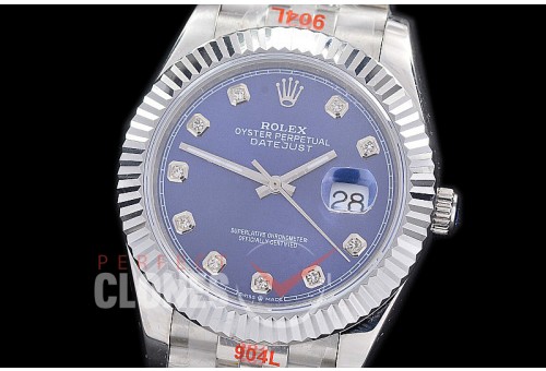 R41DJS-224 NF 904 Steel 126334 SS/SS Fluted/Jubilee Blue Diamonds A-2813 - Noob Factory Special Offer 