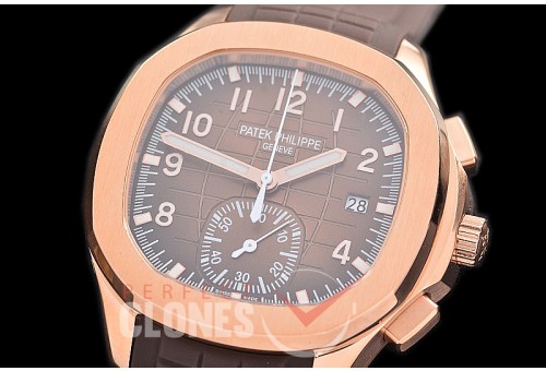0 0 0 0 0 PPAQC-5968-008 3KF Aquanaut Chronograph 5968 RG/RU Brown Asian Clone CH 28‑520 C/522 
