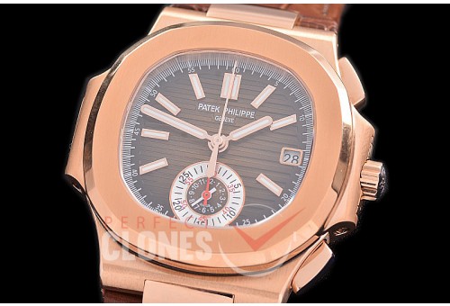 0 0 0 0 0 PP-5980-023L PPF Nautilus 5980 Chronograph RG/LE Brown Asian Clone Calibre CH28-520 C 