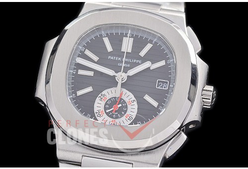 0 0 0 0 0 PP-5980-002S 3KF Nautilus 5980 Chronograph SS/SS Black Asian Clone Calibre CH28-520 C