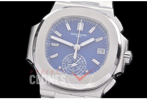 0 0 0 0 0 PP-5980-004S 3KF Nautilus 5980 Chronograph SS/SS Blue Asian Clone Calibre CH28-520 C