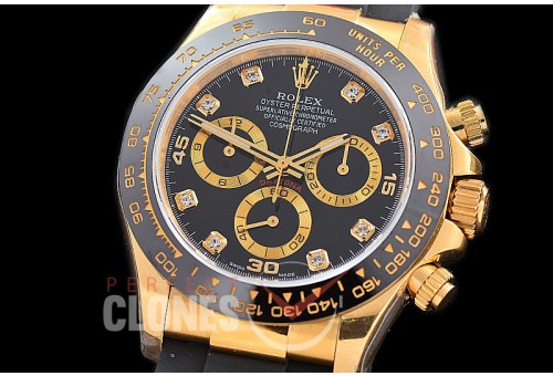 0 0 0 0 0 0 RLDF-4130-872RW QF V11 904L Steel Daytona 116518LN YG/CER/RU Black Diamonds 4130 Superclone - 72 Hours Power Reserve Movement / Extra Weighted 