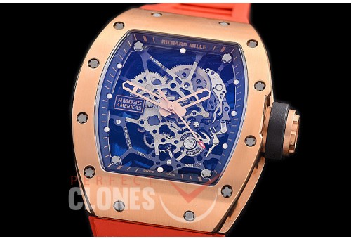 0 0 0 0 0 0 RM035-02-056 KVF RM035 Americas Toro Rose Gold Limited Edition CER/RU Skeleton Asian Clone Calibre RMUL-1 - 55 Hrs Power Reserve 