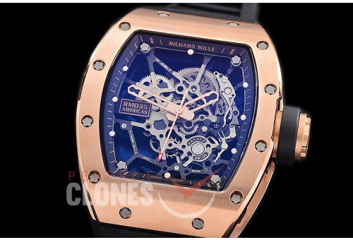 0 0 0 0 0 0 RM035-02-056A KVF RM035 Americas Toro Rose Gold Limited Edition CER/RU Skeleton Asian Clone Calibre RMUL-1 - 55 Hrs Power Reserve 