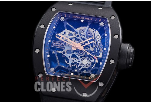 0 0 0 0 0 0 RM035-02-052 KVF RM035 Americas Black Toro Ceramic Limited Edition CER/RU Skeleton Asian Clone Calibre RMUL-2 - 120 Hrs Power Reserve 