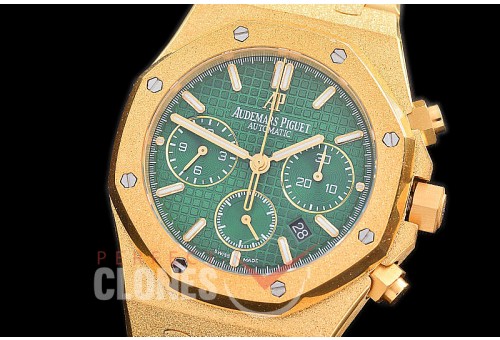 AP26240-116 OMF Royal Oak Chronograph Frosted 26240 YG/YG Green A-7750 Mod 1-1 Thickness 