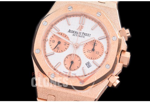 AP26240-121 OMF Royal Oak Chronograph Frosted 26240 RG/RG White A-7750 Mod 1-1 Thickness 
