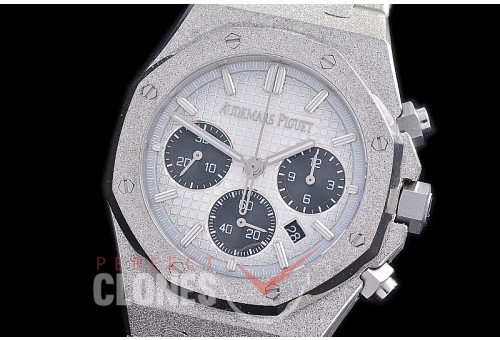 AP26240-101 OMF Royal Oak Chronograph Frosted 26240 SS/SS White A-7750 Mod 1-1 Thickness 