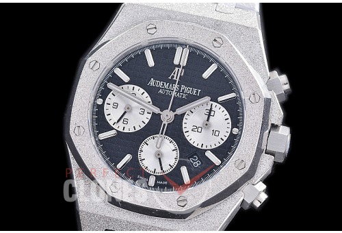AP26240-102 OMF Royal Oak Chronograph Frosted 26240 SS/SS Black A-7750 Mod 1-1 Thickness 