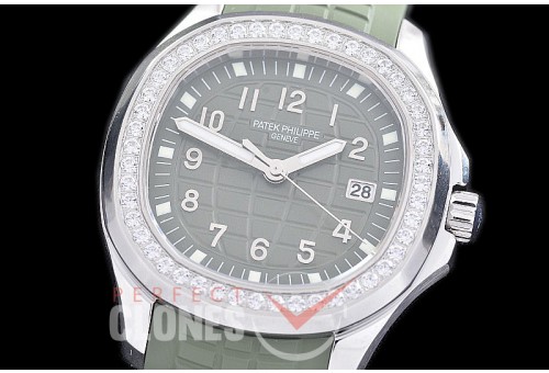 0 0 0 0 0 0 PPAQL-013 ZF 5267 Aquanaut Ladies SS/Diam/RU Green Japanese Quartz