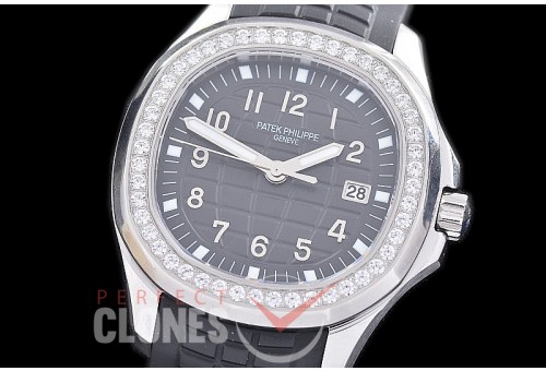 0 0 0 0 0 0 PPAQL-012 ZF 5267 Aquanaut Ladies SS/Diam/RU Black Japanese Quartz