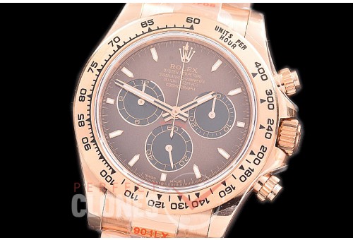 0 0 0 RLDFR-126505-105W QF 904L Steel Daytona 126505 RG/RG Brown Sticks 4131 Superclone - 72 Hours Power Reserve Movement / Extra Weighted