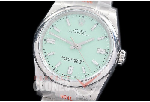 RLOY-36-052 GMF 904 Steel Osyter Perpetual 36mm 126000 SS/SS Mint Green Sticks Asian Clone VR 3235 