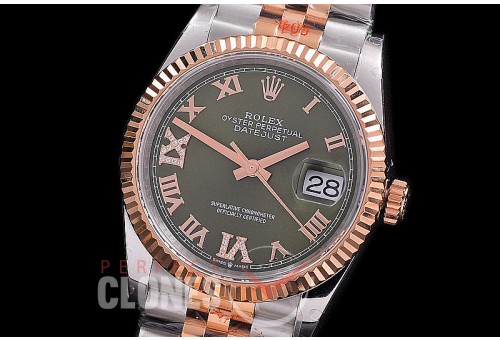 R36DJTR-3235-130 GMF 126231 SS/RG Fluted/Jubilee Olive Green Roman SH 3235 904L Steel 