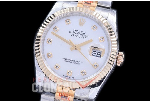 R36DJT-116233-108 BPF Datejust Men 116233 SS/YG Fluted/Jubilee MOP White Diamonds VR 3135 - 18K Wrapped Gold Special Offer !! 