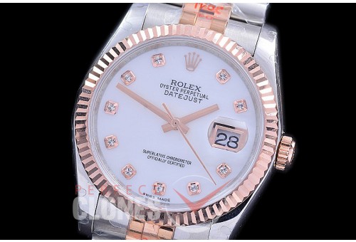 R36DJTR-116231-108 BPF Datejust Men 116231 SS/RG Fluted/Jubilee MOP White Diamonds VR 3135 - 18K Wrapped Gold Special Offer !! 