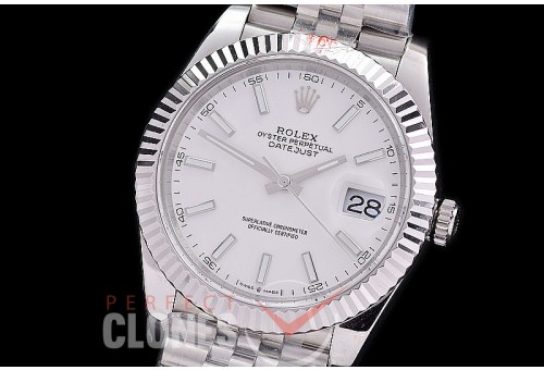 0 0 0 0 0 R41DJS-3235-401 QF 904L Steel Datejust 41mm 126334 SS/SS Fluted/Jubilee White Sticks SH 3235 