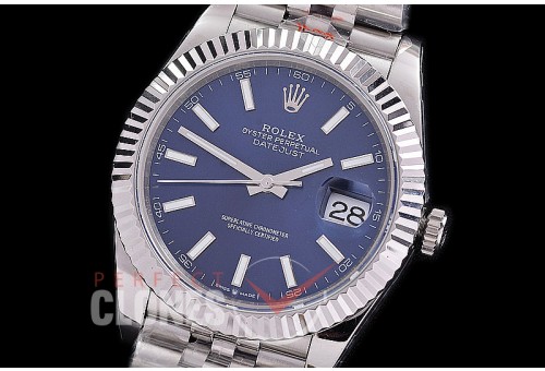 0 0 0 0 0 R41DJS-3235-404 QF 904L Steel Datejust 41mm 126334 SS/SS Fluted/Jubilee Blue Sticks SH 3235 