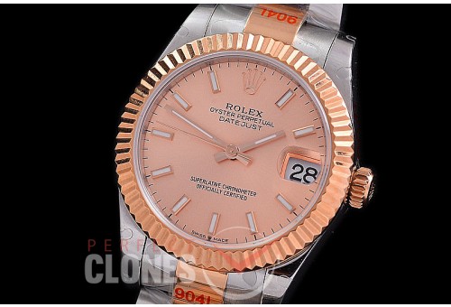 R31DJTR-155 GMF 904 Steel Datejust Midsize 278271 SS/RG Fluted/Oyster Rose Gold Sticks Asian Clone 2824