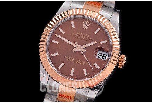 R31DJTR-156 GMF 904 Steel Datejust Midsize 278271 SS/RG Fluted/Oyster Brown Sticks Asian Clone 2824