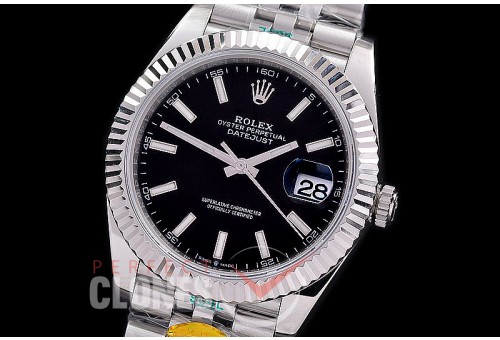 0 0 R41DJS-402F ZF Datejust II 904L Steel 126334 Fluted/Jubilee SS/SS Black Sticks Asian 2824 
