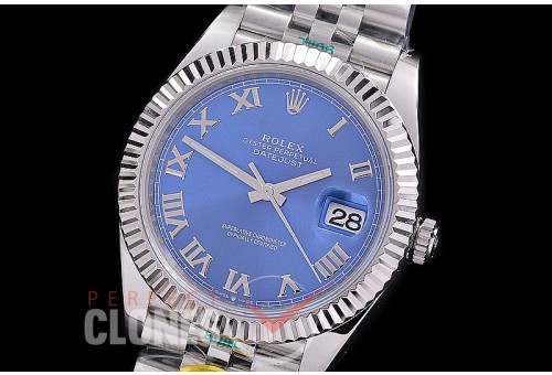0 0 R41DJS-424F ZF Datejust II 904L Steel 126334 Fluted/Jubilee SS/SS Blue Roman Asian 2824 