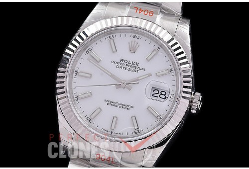 0 0 0 0 0 R41DJS-3235-501 WFF 904L Steel Datejust 41mm 126334 SS/SS Fluted/Oyster White Sticks SH 3235