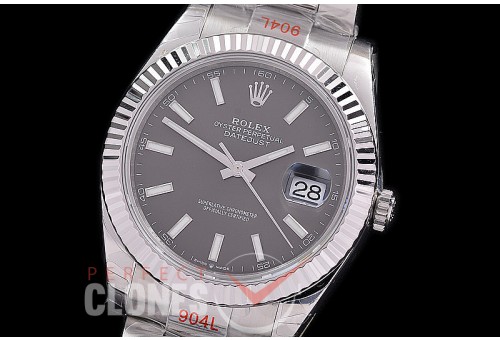 0 0 0 0 0 R41DJS-3235-503 WFF 904L Steel Datejust 41mm 126334 SS/SS Fluted/Oyster Dark Rhodium Grey Sticks SH 3235