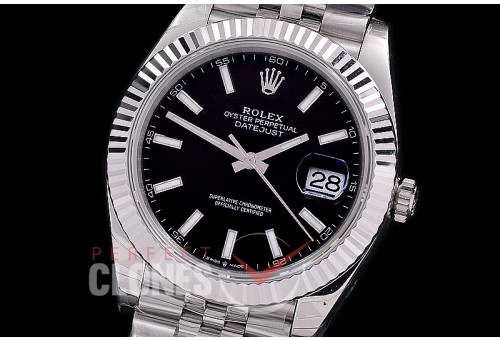 0 0 0 0 0 R41DJS-3235-502J WFF 904L Steel Datejust 41mm 126334 SS/SS Fluted/Jubilee Black Sticks SH 3235