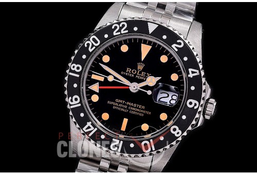 0 0 0 0 0 RLGV00704J-B ANF/OXF Vintage GMT Master 1675 Black Glit Dial, Black Bez Jubilee Asian 2836