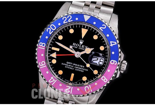 0 0 0 0 0 RLGV00708J-A ANF/OXF Vintage GMT Master 1675 Black Glit Dial, Aged Blue/Red Bez Jubilee Asian 2836