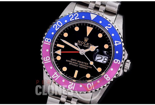 0 0 0 0 0 RLGV00708J-B ANF/OXF Vintage GMT Master 1675 Black Glit Dial, Aged Blue/Red Bez Jubilee Asian 2836
