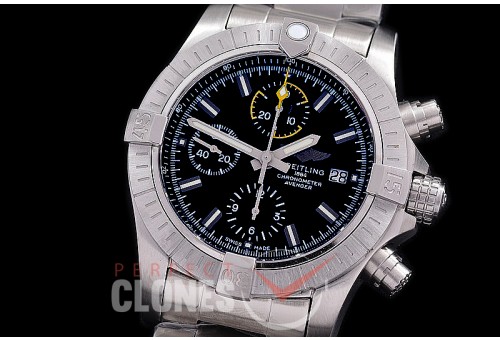 BLSA-43-102S ANF/OXF Avenger Chronograph 43 SS/SS Black Sticks A-7750
